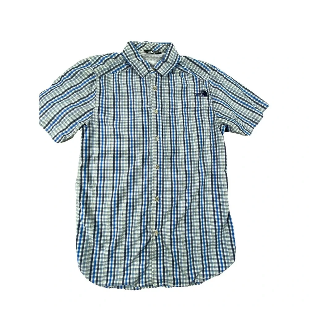 The North Face‎ Shirt Mens Small Blue Plaid Mesh Lined Fishing Outdoor Button Up